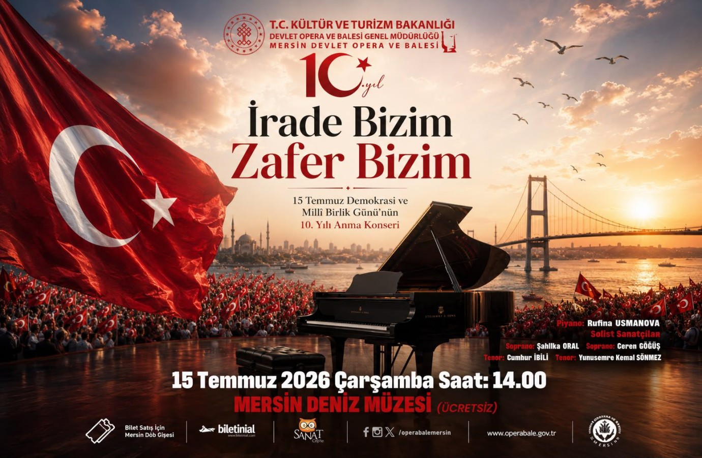Mersin Devlet Opera ve Balesi'nden ‘İrade Bizim Zafer Bizim’ konseri 
